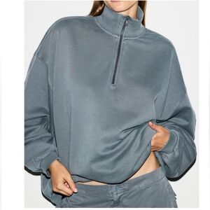 BUNDLE of SKIMS Boyfriend Fleece OVERSIZED HALF ZIP & STRAIGHT LEG PANT